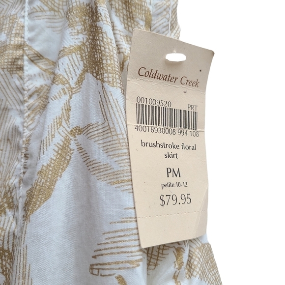 NWT Coldwater Creek Midi Skirt with Gold Tan Botanical Print, Size Medium - Picture 6 of 10